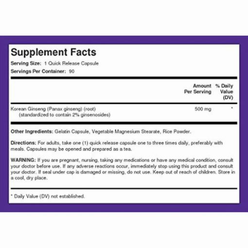 Koreai Panax Ginseng1 500mg - 90 kapszula - Piping Rock