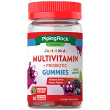 Gyermek Multivitamin + Probiotikum gumicukor (természetes bogyós gyümölcs), 30 Vegetariánus gumibogyó