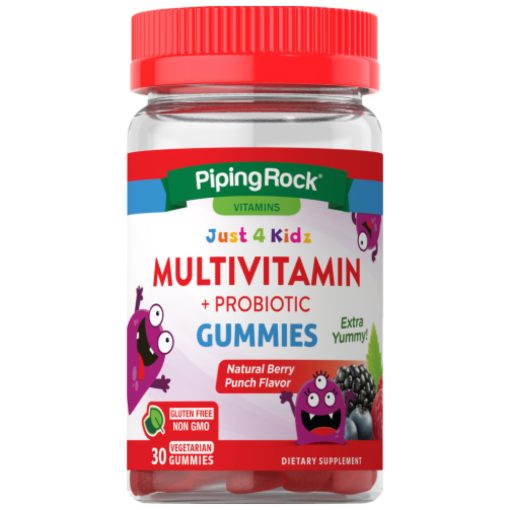 Gyermek Multivitamin + Probiotikum gumicukor (természetes bogyós gyümölcs), 30 Vegetariánus gumibogyó