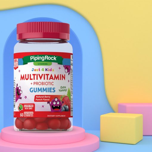Gyermek Multivitamin + Probiotikum gumicukor (természetes bogyós gyümölcs), 60 Vegetariánus gumibogyó 2 havi adag