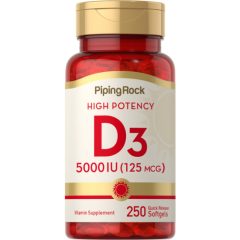 D3-vitamin , 5000 IU, 250 Gyorsan oldódó szoftgél