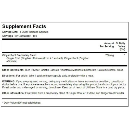 Gyömbérgyökér 750 mg 180db kapszula - Piping Rock